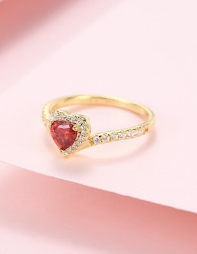 Anillo de corazón Moonberry Eternity Moments de plata vermeil P 925 zirconia cúbica con acabado baño de oro