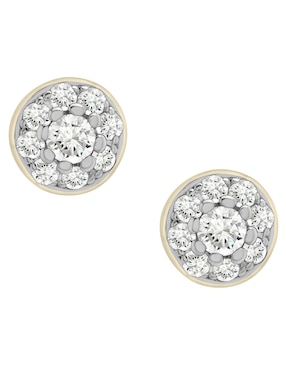 Broqueles circulares Mjj Brilliant Inc de oro 14 K con acabado pavé