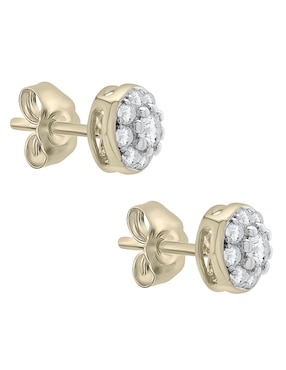 Broqueles circulares Mjj Brilliant Inc de oro 14 K con acabado pavé
