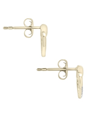 Aretes cortos de corazón Mjj Brilliant Inc de oro 14 k con acabado pavé diamante