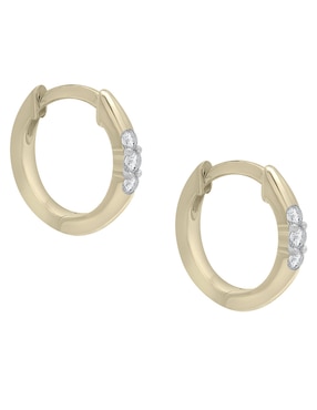 Aretes de aro Mjj Brilliant Inc de oro 14 K con acabado brillante diamante