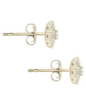 Broqueles de flor Mjj Brilliant Inc de oro 14 K con acabado pavé diamante