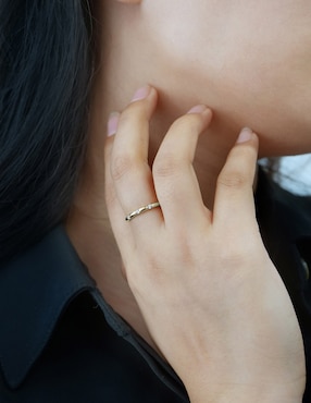 Anillo Mjj Brilliant Inc 14 k de oro diamante pavé