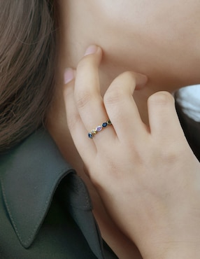 Anillo Mjj Brilliant Inc Color Bands 14 k de oro zafiro pulido