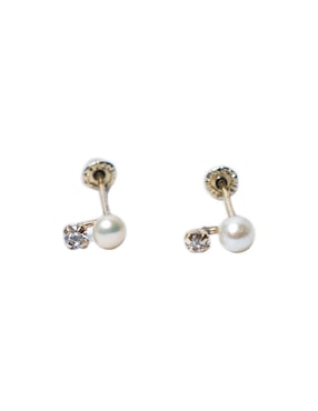 Broqueles de perla Mardía de oro con acabado pavé zirconia