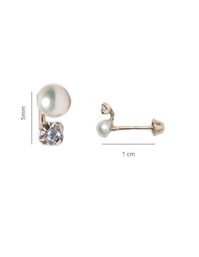 Broqueles de perla Mardía de oro con acabado pavé zirconia