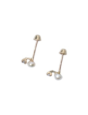 Broqueles de perla Mardía de oro con acabado pavé zirconia