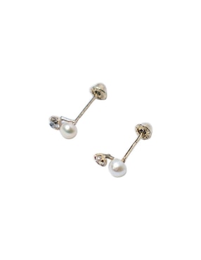 Broqueles de perla Mardía de oro con acabado pavé zirconia