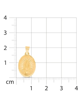 Medalla ovalada Joyerías Bizzarro virgen de guadalupe de oro 14 K