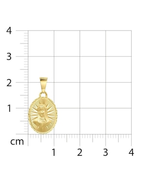 Medalla ovalada Joyerías Bizzarro virgen de guadalupe de oro amarillo 14 K