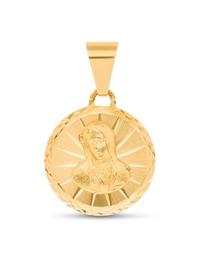 Medalla circular Joyerías Bizzarro virgen de guadalupe de oro 14 K