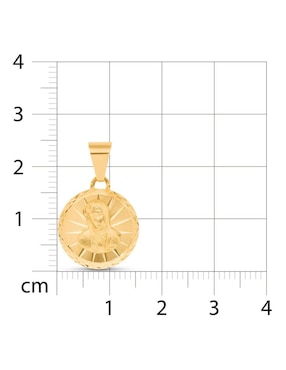 Medalla circular Joyerías Bizzarro virgen de guadalupe de oro 14 K