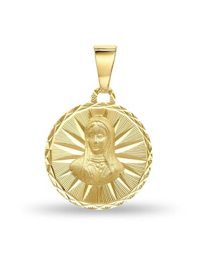 Medalla circular Joyerías Bizzarro virgen de guadalupe de oro 14 K