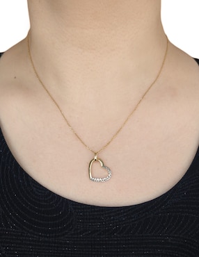 Collar con dije de corazón Cristal Joyas de oro 14 K