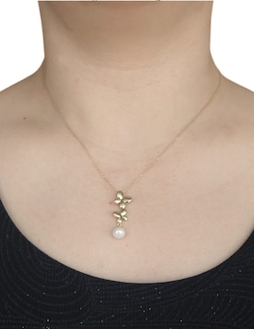Collar con dije de mariposa Cristal Joyas de oro 14 K