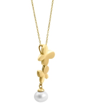 Collar con dije de mariposa Cristal Joyas de oro 14 K