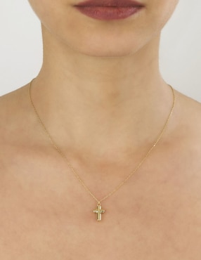 Collar con dije de cruz Cristal Joyas de oro 14 K