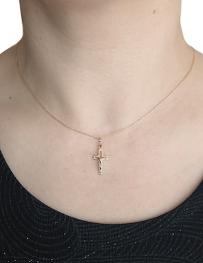 Dije de crucifijo Cristal Joyas de oro 14 K
