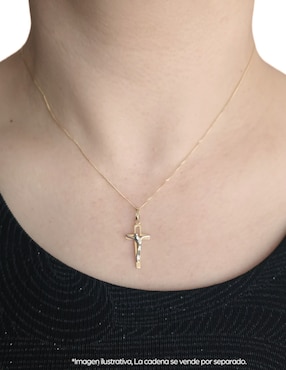 Dije de crucifijo Cristal Joyas de oro 14 K