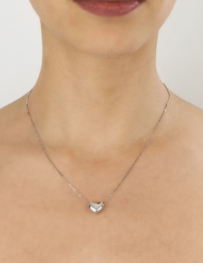 Collar con dije de corazón Cristal Joyas de oro blanco 14 K