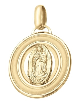 Medalla de virgen de guadalupe Cristal Joyas de oro 14 K
