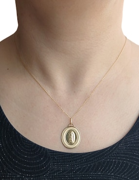 Medalla de virgen de guadalupe Cristal Joyas de oro 14 K