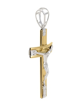 Dije de crucifijo Cristal Joyas de oro 14 K