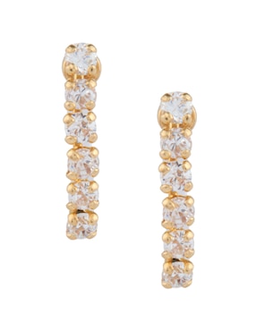 Broqueles Casal de oro 14 K con acabado pavé zirconia