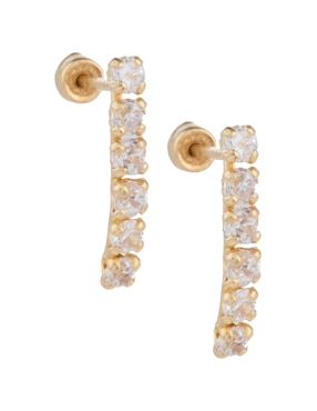 Broqueles Casal de oro 14 K con acabado pavé zirconia