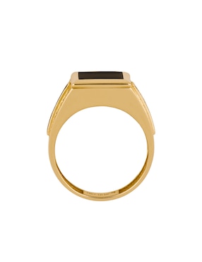 Anillo cuadrado Dinasti 14 k de oro amarillo ónix brillante