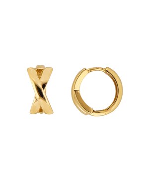 Aretes huggies Dinasti de oro 14 k con acabado pulido