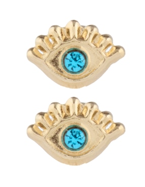 Broqueles de ojo Casal de oro 14 K con acabado brillante circonita