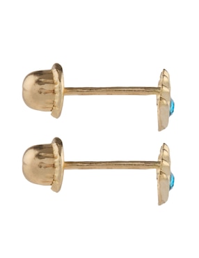 Broqueles de ojo Casal de oro 14 K con acabado brillante circonita