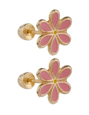 Broqueles de flor Casal de oro 14 K con acabado pulido
