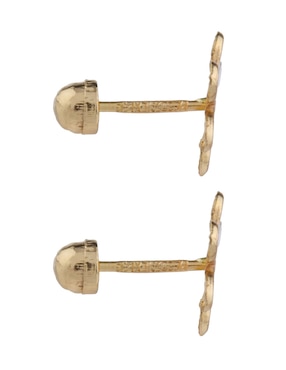 Broqueles de flor Casal de oro 14 K con acabado pulido