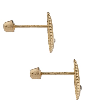 Broqueles de gota Casal de oro florentino 14 K con acabado brillante zirconia