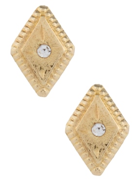 Broqueles de rombo Casal de oro 14 K con acabado brillante zirconia