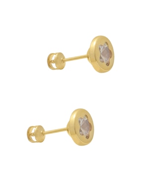 Broqueles de flor Roca de oro con acabado brillante zirconia