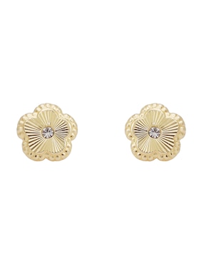 Broqueles de flor Ttvarios Tetera de oro 14 k con acabado texturizado zirconia