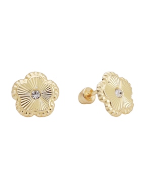 Broqueles de flor Ttvarios Tetera de oro 14 k con acabado texturizado zirconia