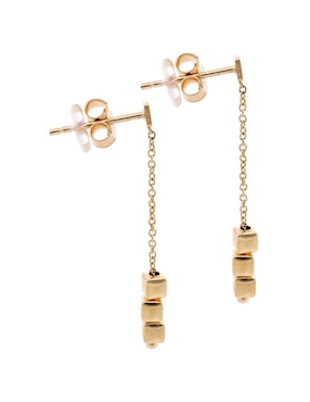 Aretes largos cuadrados Unoaerre de oro amarillo 14 K con acabado pulido