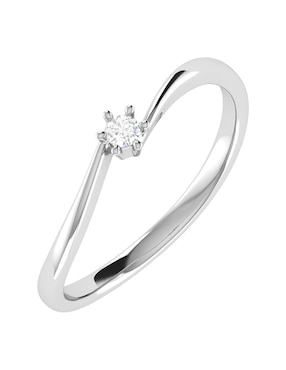 Argolla de oro blanco 14 k Joyerías Bizzarro diamante