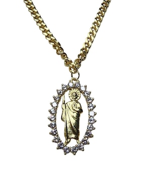 Collar san judas tadeo ovalado Limerence By Claudia Herrera de oro laminado 14 K