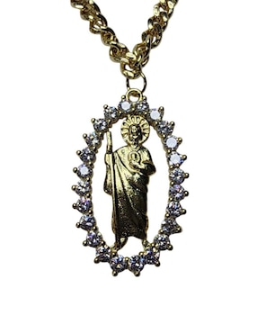 Collar san judas tadeo ovalado Limerence By Claudia Herrera de oro laminado 14 K