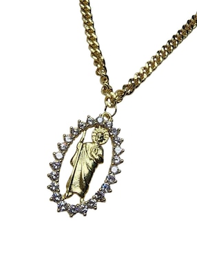 Collar san judas tadeo ovalado Limerence By Claudia Herrera de oro laminado 14 K