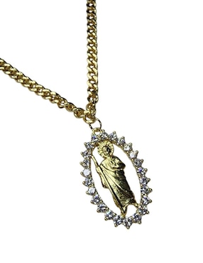 Collar san judas tadeo ovalado Limerence By Claudia Herrera de oro laminado 14 K