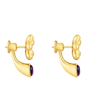Aretes de flor Tous Daisy de plata P 925 con acabado baño de oro amatista