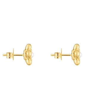 Aretes de flor Tous Daisy de oro con acabado brillante perla de agua