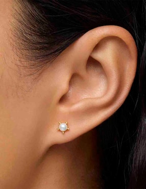Aretes de flor Tous Garden de oro con acabado brillante perla de agua