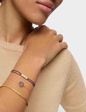 Pulsera Tous de oro amarillo con perla de agua 18 k Daisy con acabado brillante